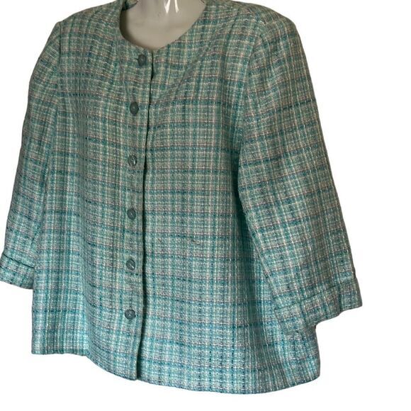 Alfred Dunner Jacket Sz 16P woven Grannycore Pastel Modest Old School Church - Picture 4 of 6